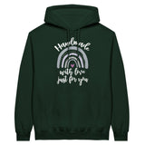 Handmade with Love - Rainbow Text Unisex Hoodie - Forest Green - Hoodies