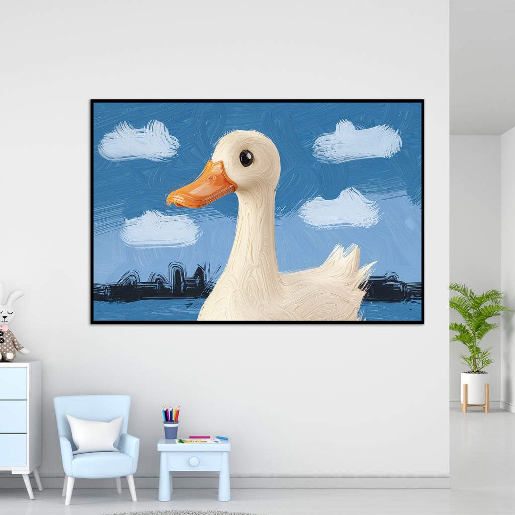 Quirky Duck in Brushstrokes - 24x36 - Framed Posters