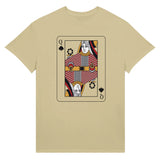 Playing Cards- Q- Ultra Cotton Unisex Crewneck T-shirt - Natural L Clubs - Print Material