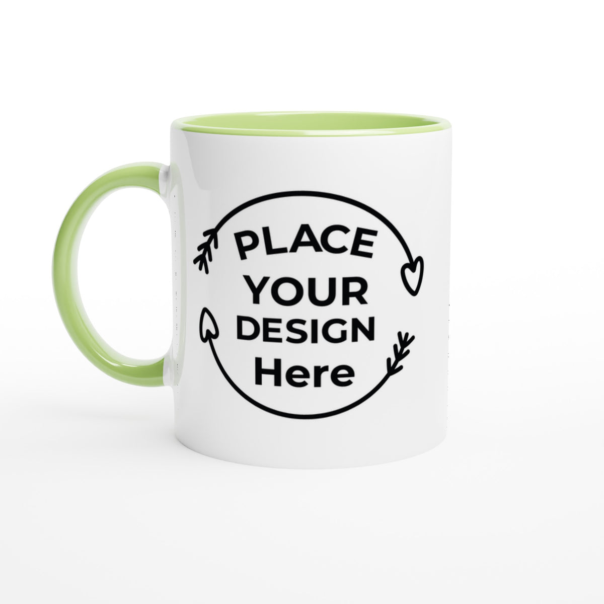 Perfect Sip - Glossy White Customizable Ceramic Mug with Colorful Flair - Ceramic Green - Mugs