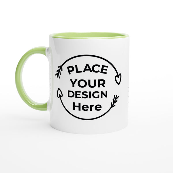 Perfect Sip - Glossy White Customizable Ceramic Mug with Colorful Flair - Ceramic Green - Mugs