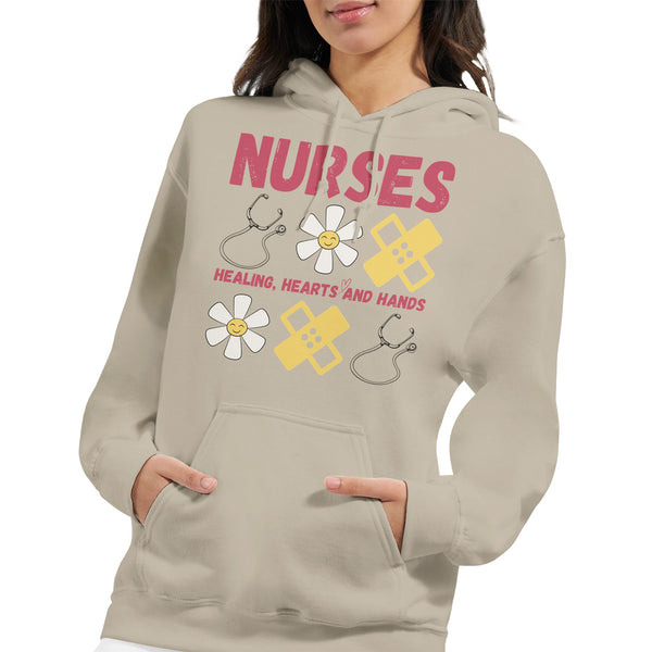 Honoring Nurses - Healing Hearts & Hands Hoodie - - Hoodies