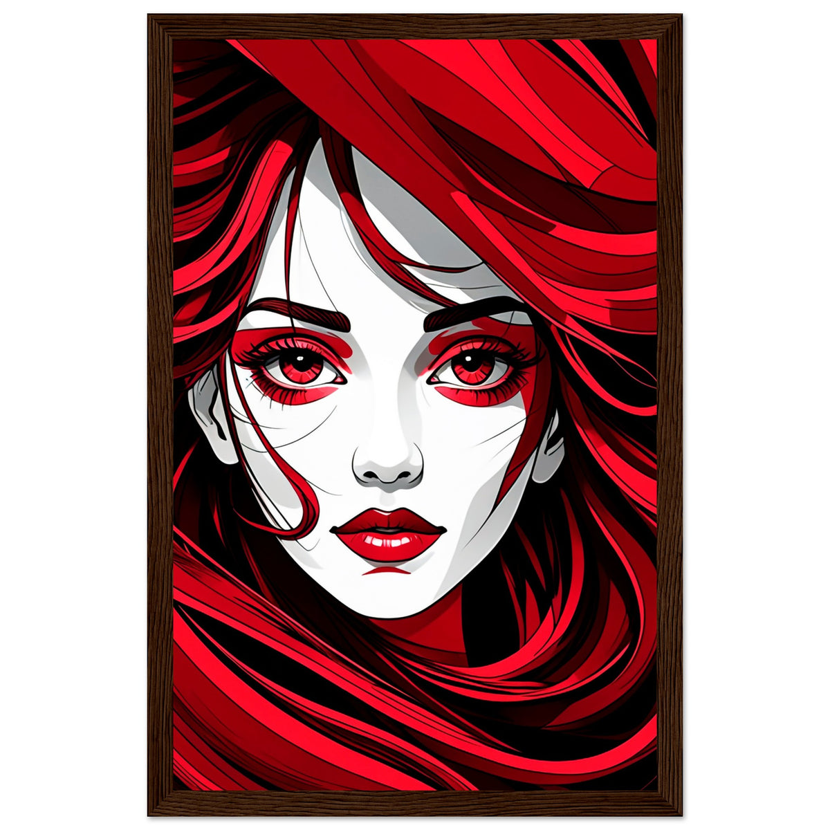 Red Passion - Art That Speaks - 28x43 cm XL (11x17″) Dark wood frame - Framed Poster