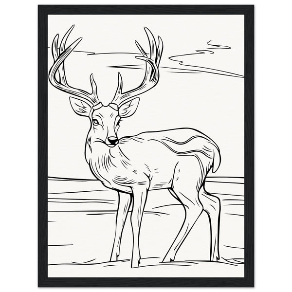 Elegance in Nature - Deer in Line - 30x40 cm 12x16″ Black frame - Wooden Framed Posters