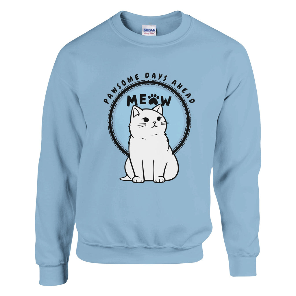 Meow Magic- Cozy Crewneck for Cat Enthusiasts - Light Blue - Sweatshirts