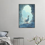 Icy Grace - White Bird in Cave Framed Poster - 60x90 cm 24x36″ - Metal Framed Posters