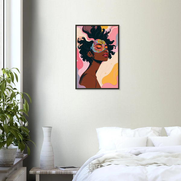 Masked Muse - Vibrant Portrait Framed Poster - 40x60 cm 16x24″ - Metal Framed Posters
