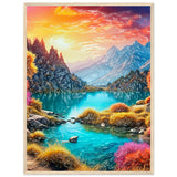 Mountain Serenity - Tranquil Landscape Art - 60x80 cm 24x32″ Wood frame - Wooden Framed Poster