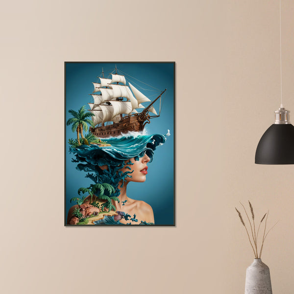 Wave of Imagination - Nautical Fantasy Art - - Framed Poster