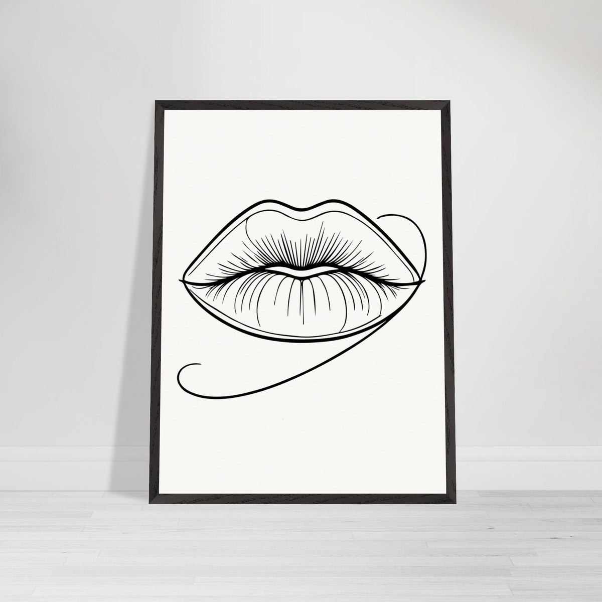 Natural Beauty - Framed Lips Artwork on Matte Paper - 60x80 cm 24x32″ Black frame - Wooden Framed Posters