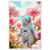Whimsical Astronaut Cat – Framed Poster for Cat Moms - - Wooden Framed Posters