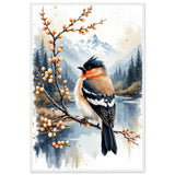 Serene Sanctuary - Bird & Bloom Framed Art Print - - Framed Posters