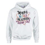 Gratitude in Every Stitch 'World Thank You' - White - Hoodies