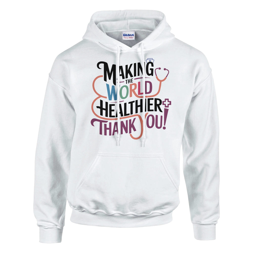 Gratitude in Every Stitch 'World Thank You' - White - Hoodies