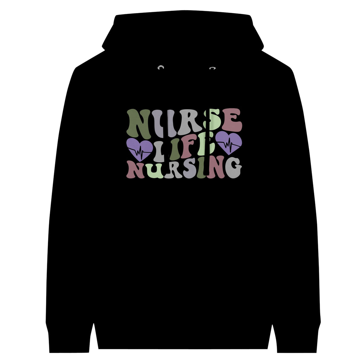 Heartfelt Nursing Life Premium Unisex Pullover Hoodie - Black - Print Material