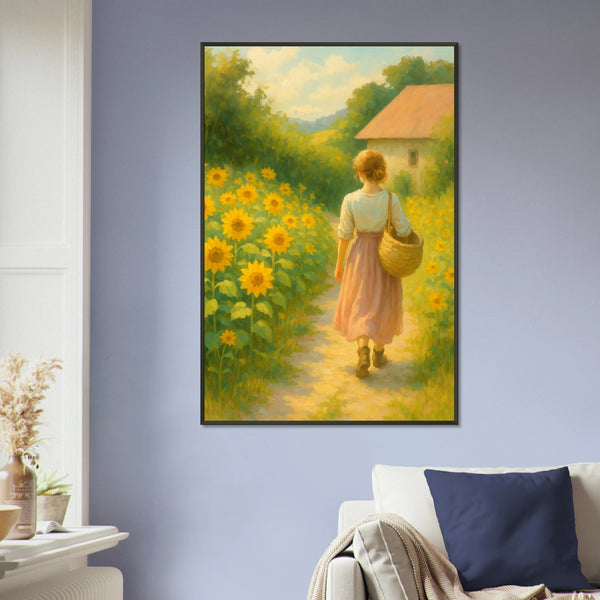 Gift Peaceful Nostalgia – Sunflower Path Framed Poster - - Metal Framed Posters