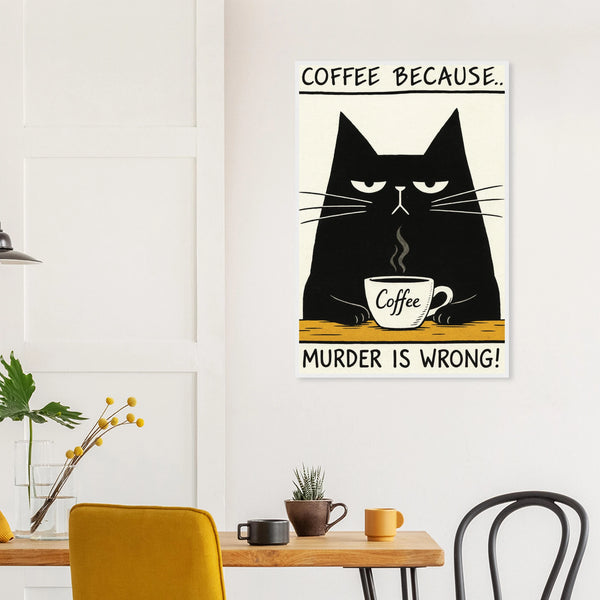 Funny Cat Coffee Quote - - Wooden Framed Posters