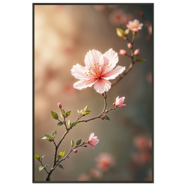 Blossom Whisper - Serene Cherry Blossom Framed Art - - Metal Framed Posters