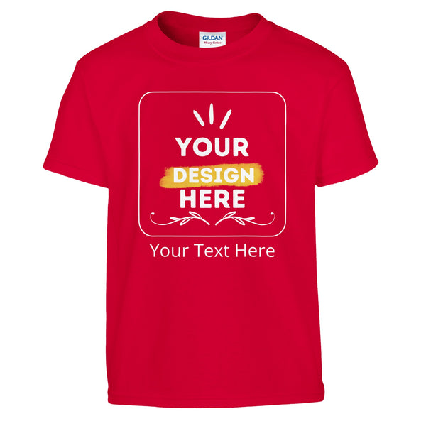 Vibrant Colors - Unmatched Comfort - Kids Customizable Crewneck Tee - Red - Crewneck T-shirts