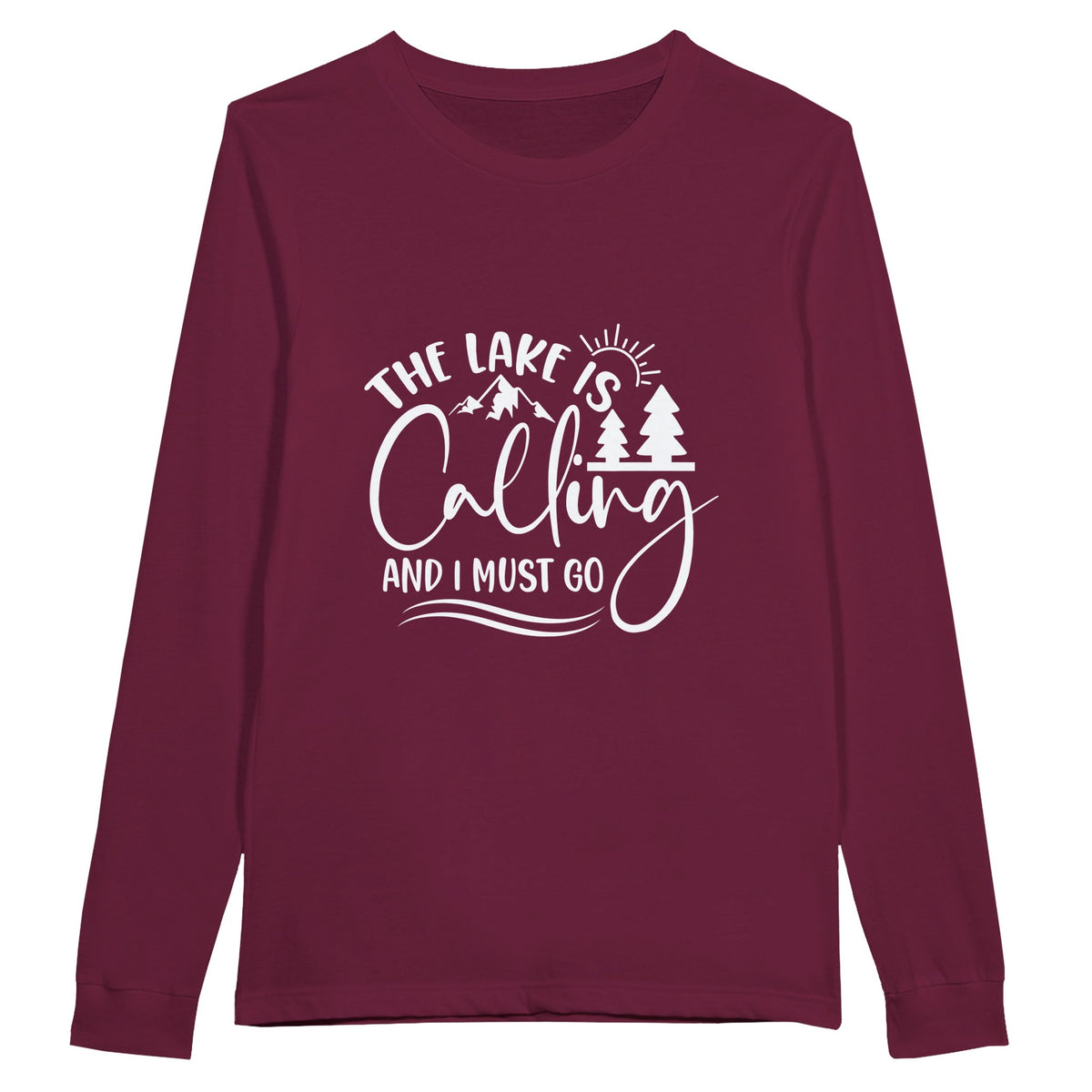 Serenity Beckons - Long Sleeve Cotton Classic - Maroon - Sweatshirt