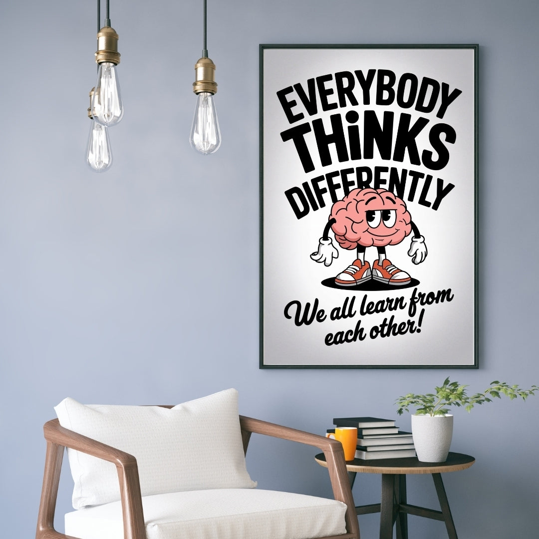 Think Differently - Learn Together - 16x24 - Framed Posters