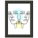 Twins in Harmony - Minimalist Faces with Pastel Touch - 13x18 cm 5x7″ - Metal Framed Posters