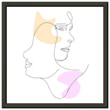 Mirrored Elegance - Artistic Line Faces in Gentle Tones - 30x30 cm 12x12″ - Metal Framed Posters