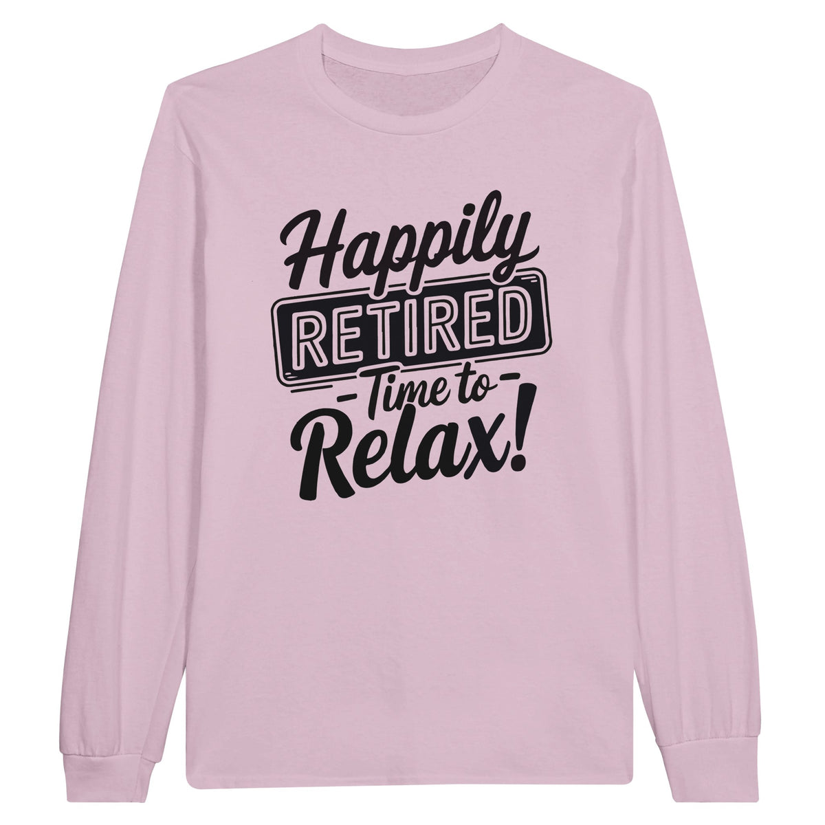 Happily Retired Long-sleeve Tee for Colleagues - Light Pink - Long Sleeves T-shirts