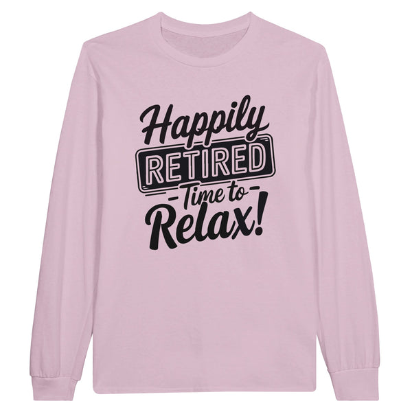 Happily Retired Long-sleeve Tee for Colleagues - Light Pink - Long Sleeves T-shirts