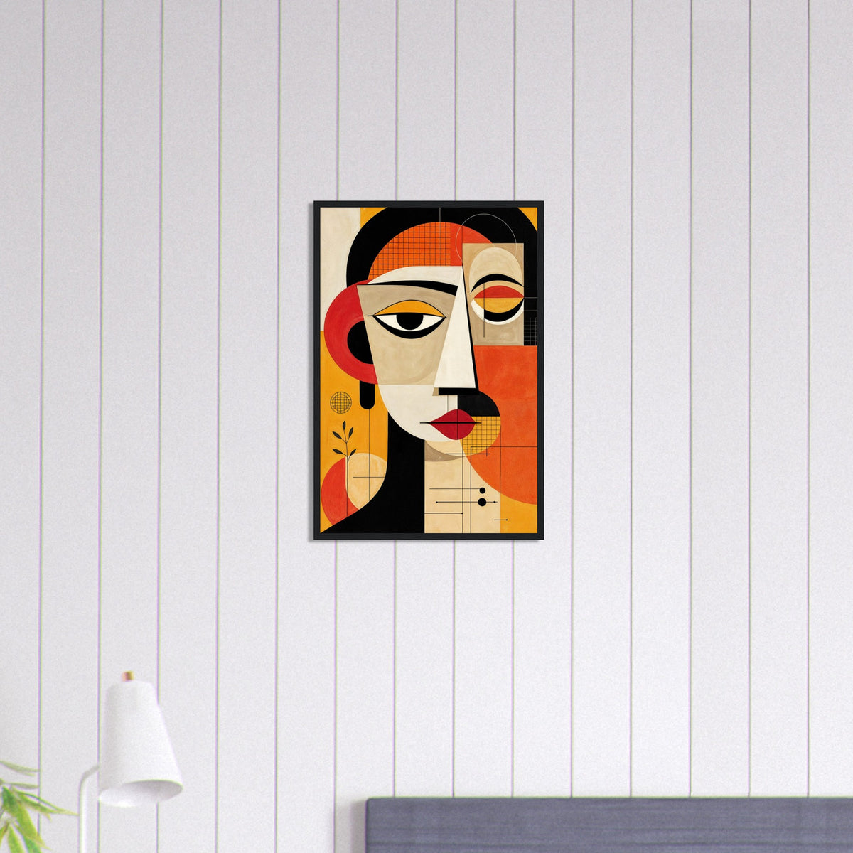 Warm Tones Geometric Portrait Wall Decor - Black frame 40x60 cm 16x24″ - Wooden Framed Posters