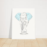 Sublime Serenity - Elephant in Pastel - 45x60 cm 18x24″ White frame - Wooden Framed Posters