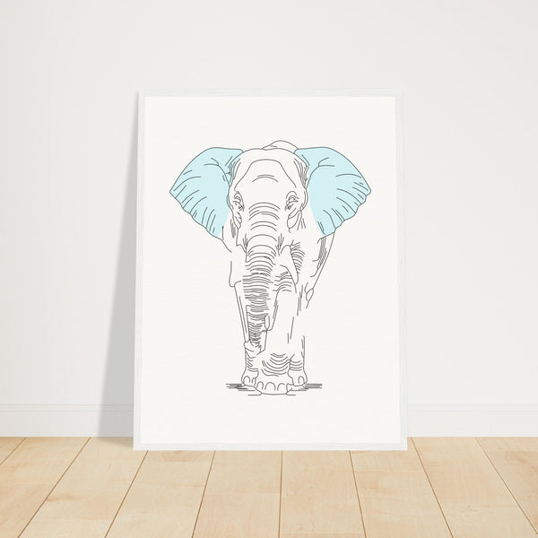 Sublime Serenity - Elephant in Pastel - 45x60 cm 18x24″ White frame - Wooden Framed Posters