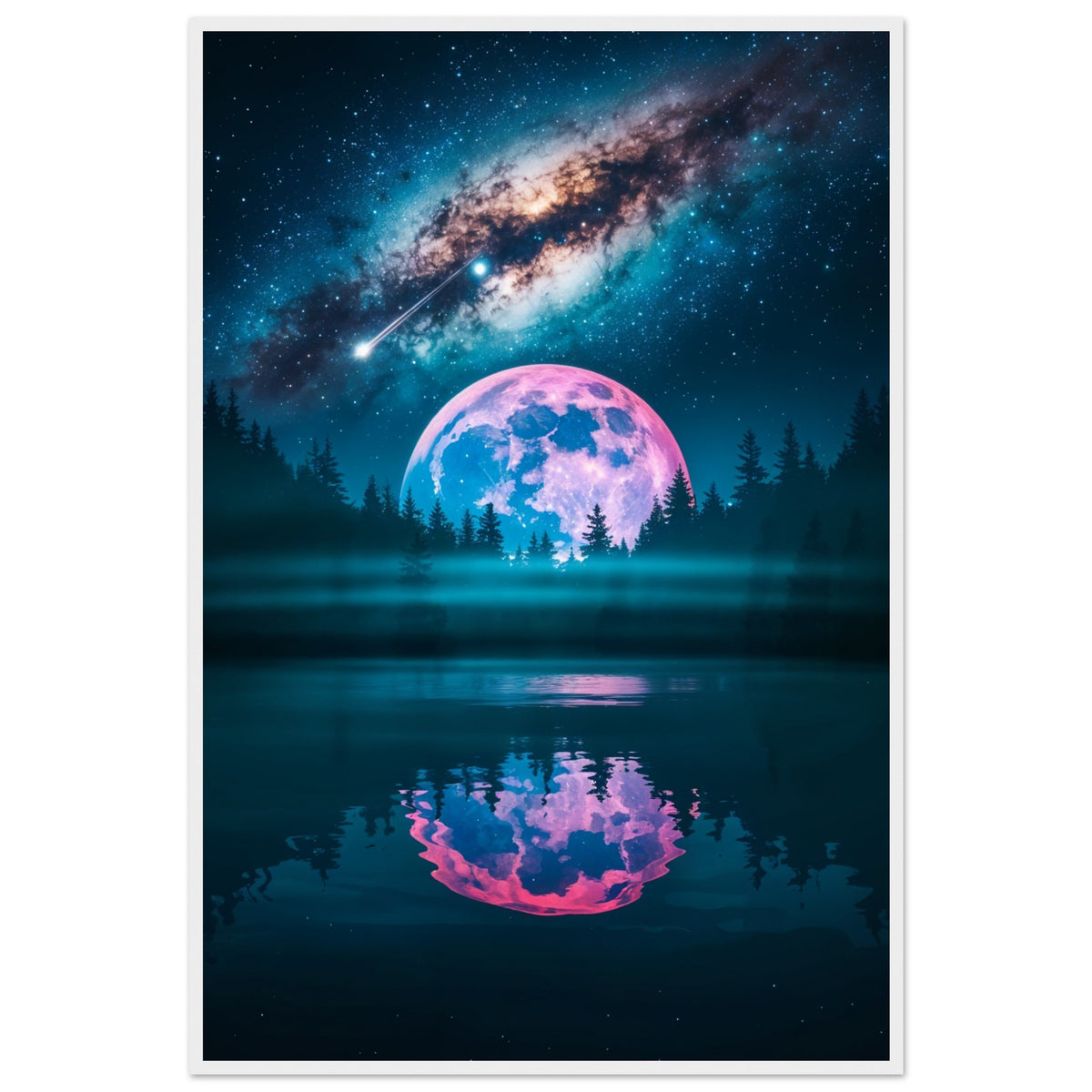 Tranquil Moonscape - Framed Galaxy Artwork - - Wooden Framed Posters