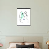 Elegance in Line - Minimalist Female Profile Art with Wooden Hangers - 45x60 cm 18x24″ Black wall hanger - Posters With Hanger