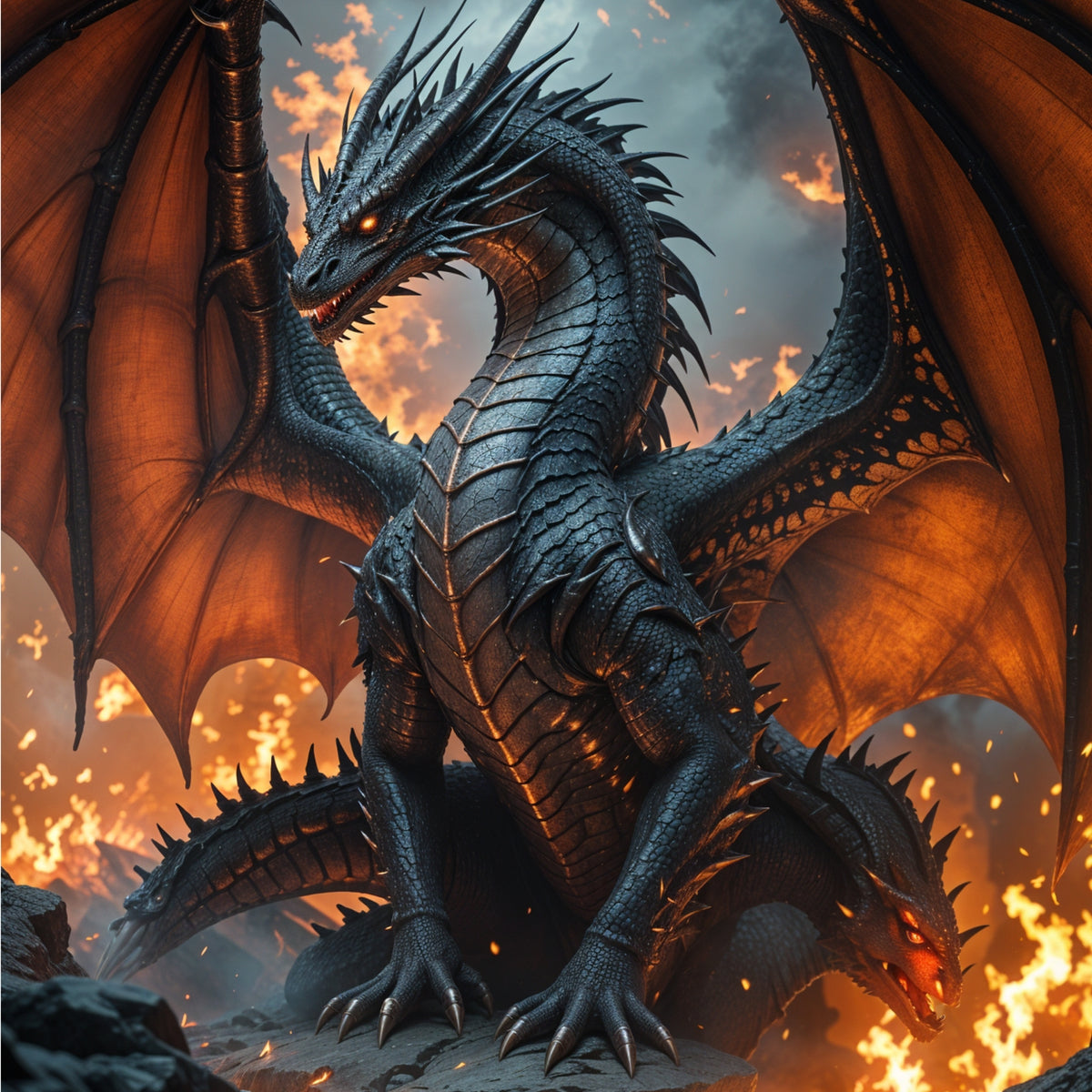 Dragon of the Blazing Abyss - 24x36 - Framed Posters