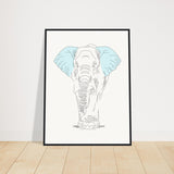 Sublime Serenity - Elephant in Pastel - 60x80 cm 24x32″ Black frame - Wooden Framed Posters