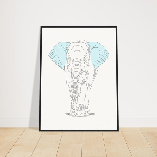 Sublime Serenity - Elephant in Pastel - 60x80 cm 24x32″ Black frame - Wooden Framed Posters