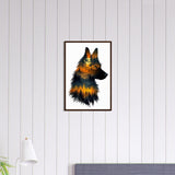 Guardian of the Forest - Wolf Portrait in Wooden Frame - Dark wood frame 40x60 cm 16x24″ - Wooden Framed Posters