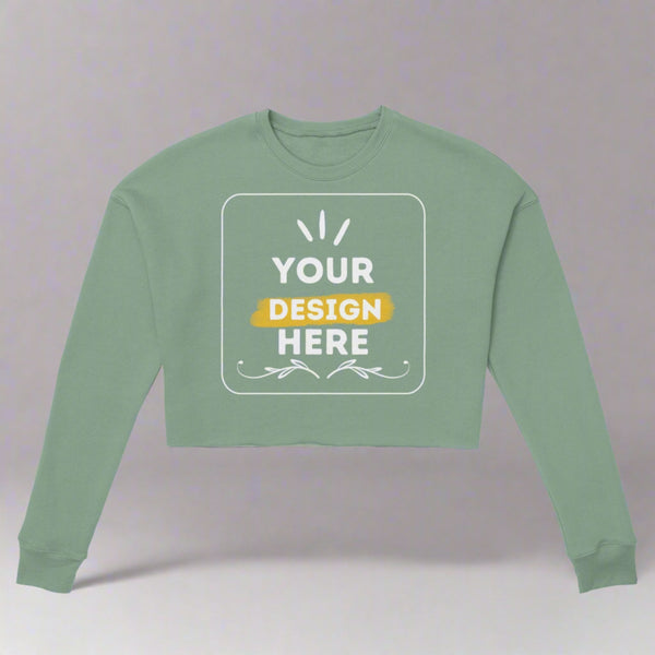 Fashion Forward - Dropped Shoulder Customizable Cropped Sweatshirt - Dusty Blue - Sweatshirts