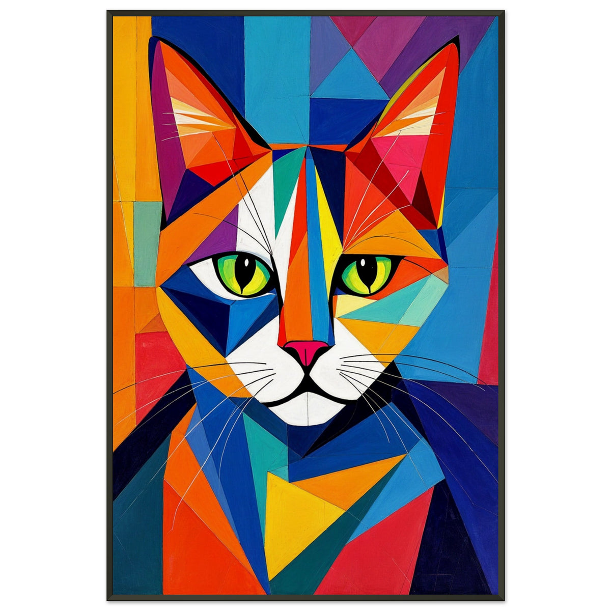 Colorful Cat - A Geometric Masterpiece - - Framed Posters