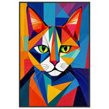 Colorful Cat - A Geometric Masterpiece - - Framed Posters
