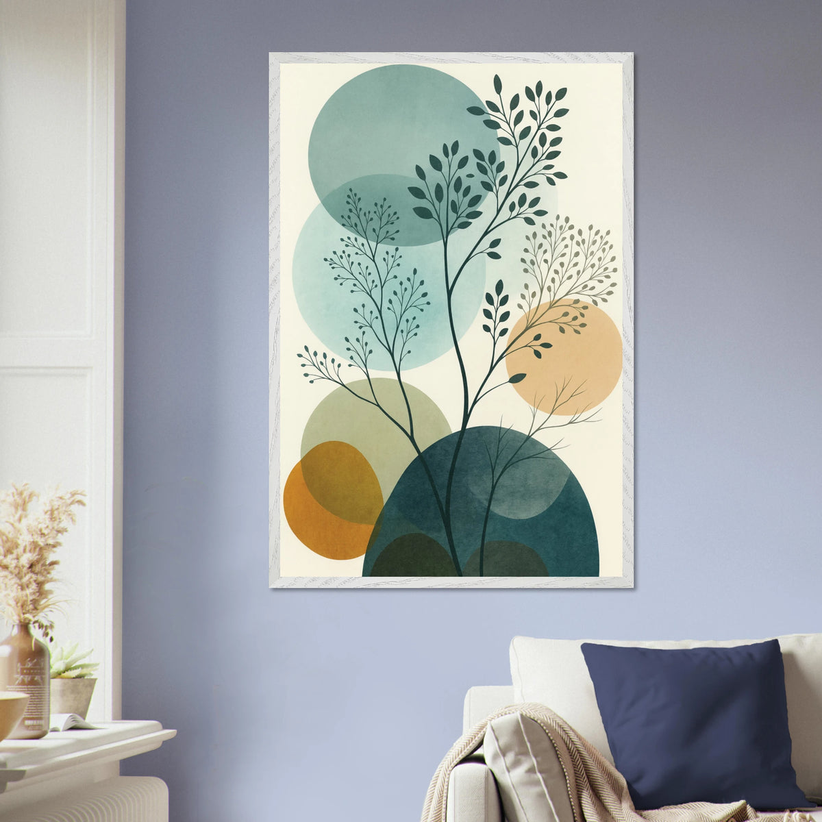 Minimalist Leaf Art Print – Organic Wooden Frame Gift - - Wooden Framed Posters
