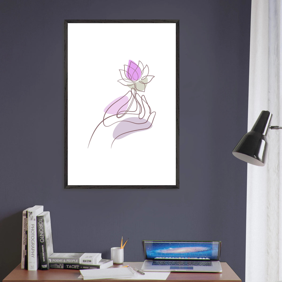 Grace in Bloom Poster – Gift for Wellness Lovers - Black frame - Wooden Framed Posters