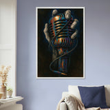 Retro Mic Hand Print – Musician Wooden Frame Gift - - Wooden Framed Posters