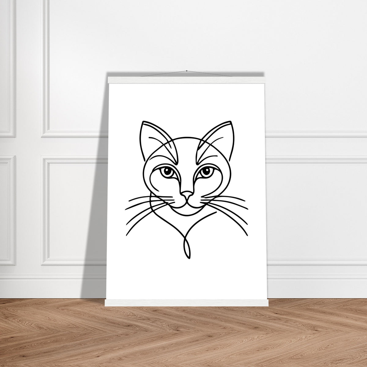 Cat's Gaze - Contemporary Line Art Poster - 50x70 cm 20x28″ White wall hanger - Posters With Hanger