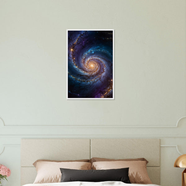Celestial Dance - Framed Galaxy Art Print - White frame 40x60 cm 16x24″ - Wooden Framed Posters