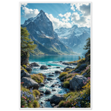 Gift Calm – Mountain River Landscape Poster for Home - - Wooden Framed Posters
