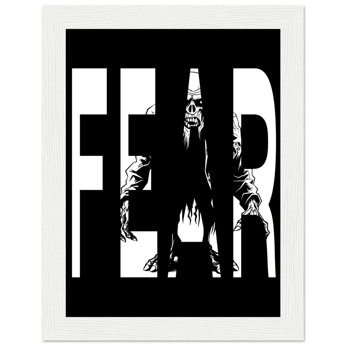 Embrace Fear - Bold Horror Art - 15x20 cm 6x8″ White frame - Wooden Framed Posters