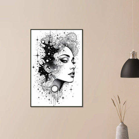 Image of Celestial Muse - Cosmic Portrait Framed Art Print