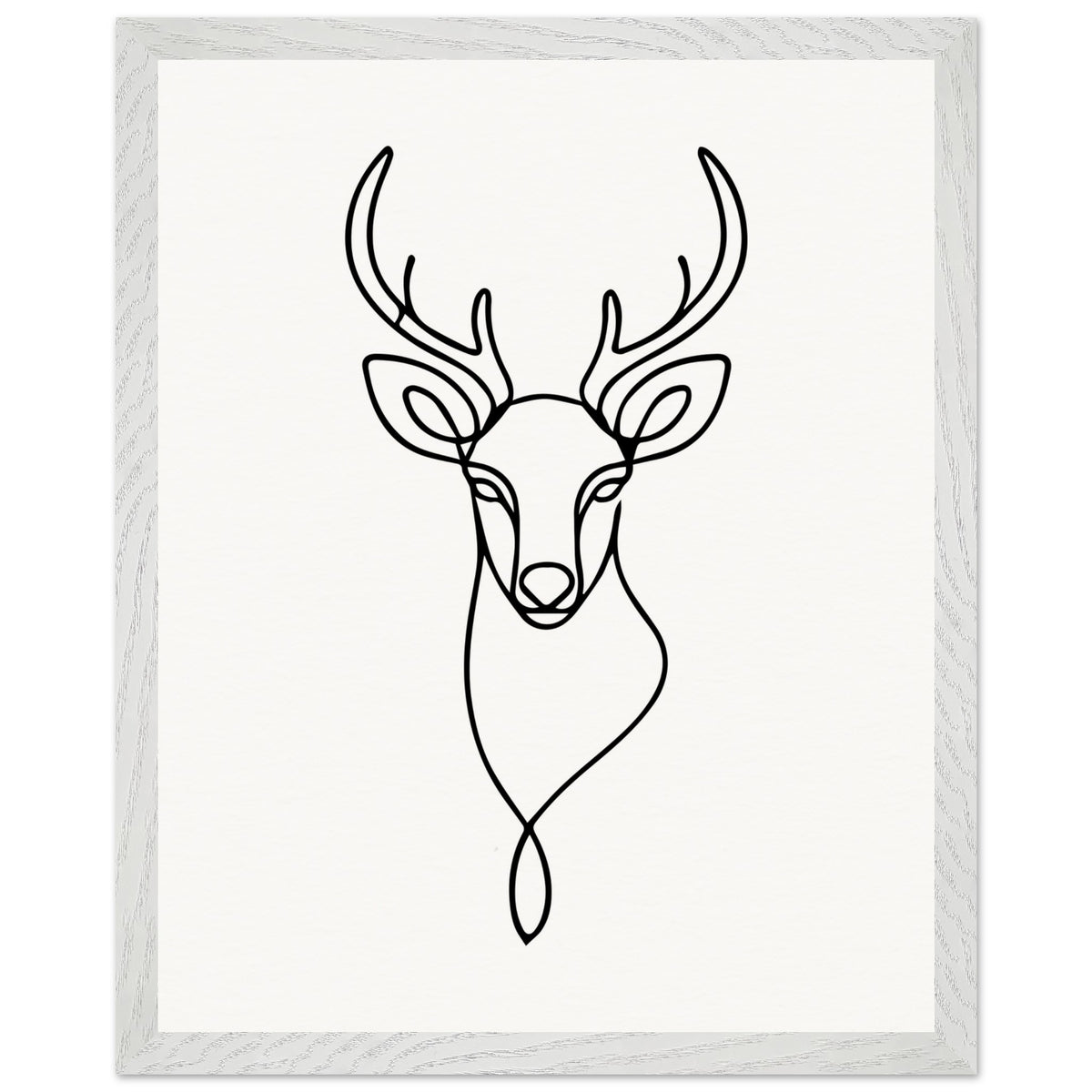 Nature's Outline - Elegant Deer in Wooden Frame - 40x50 cm 16x20″ White frame - Wooden Framed Posters